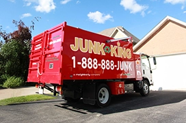 Red dump truck.